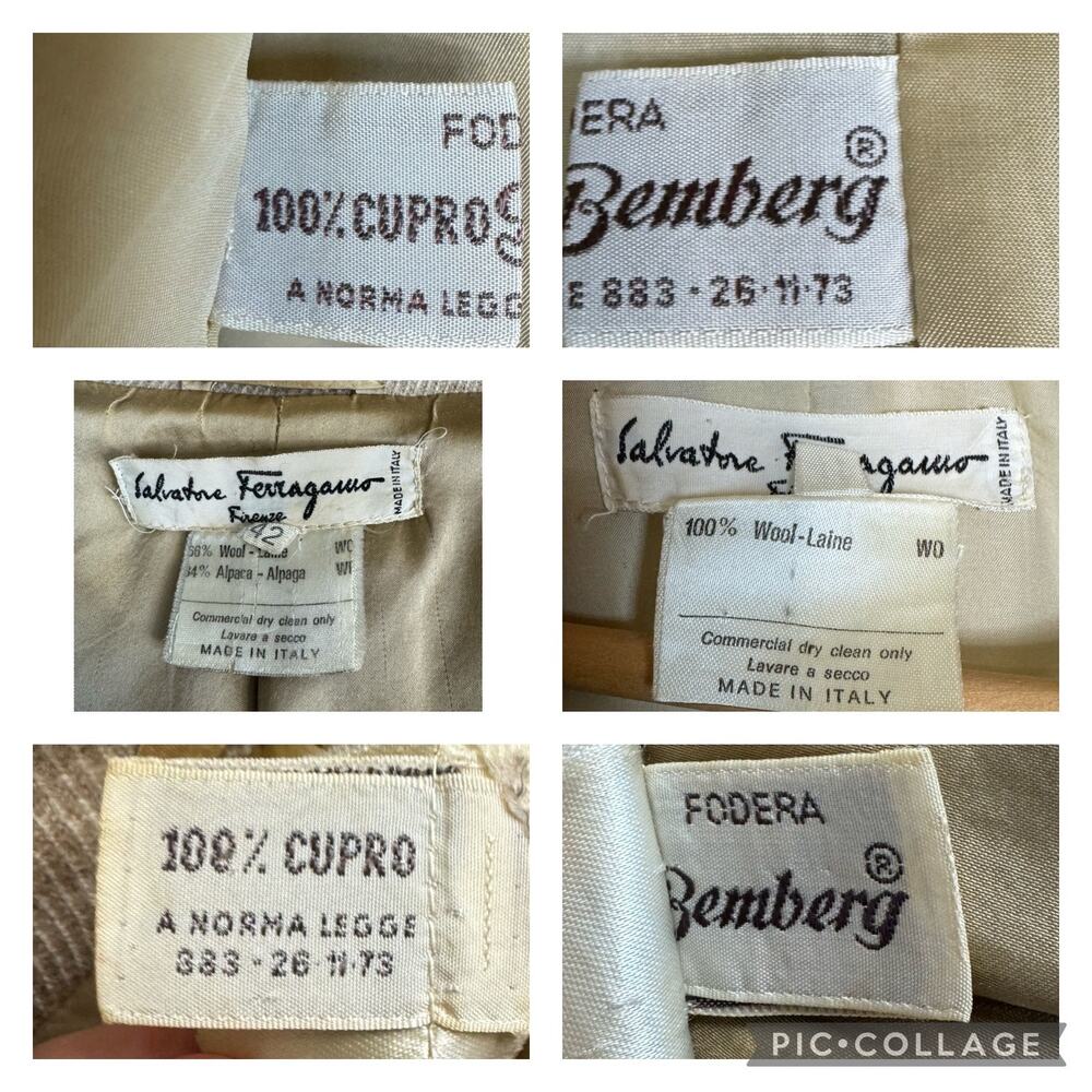 1980s Salvatore Ferragamo Wool Alpaca 3 Piece Suit Set Camel Made Italy Medium - Picture 15 of 16